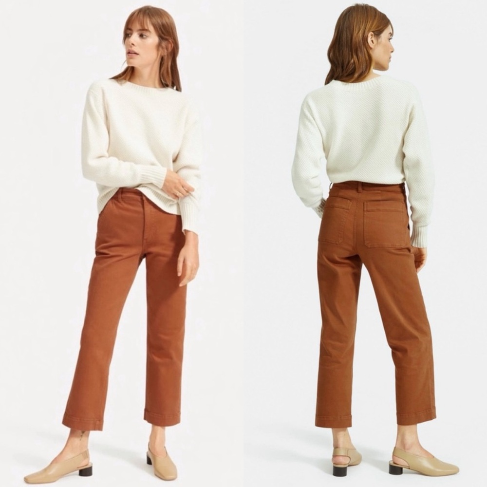 EVERLANE The Straight Leg Crop Short Jeans in Cocoa Brown